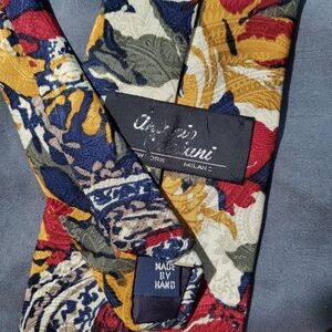 Vintage Andrew Casiani Italian Silk Floral Tie Made by Hand 90s Tapestry